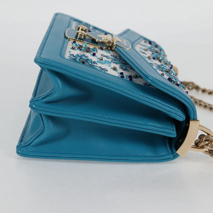 Miu Miu Blue Canvas Chain Shoulder Bag
