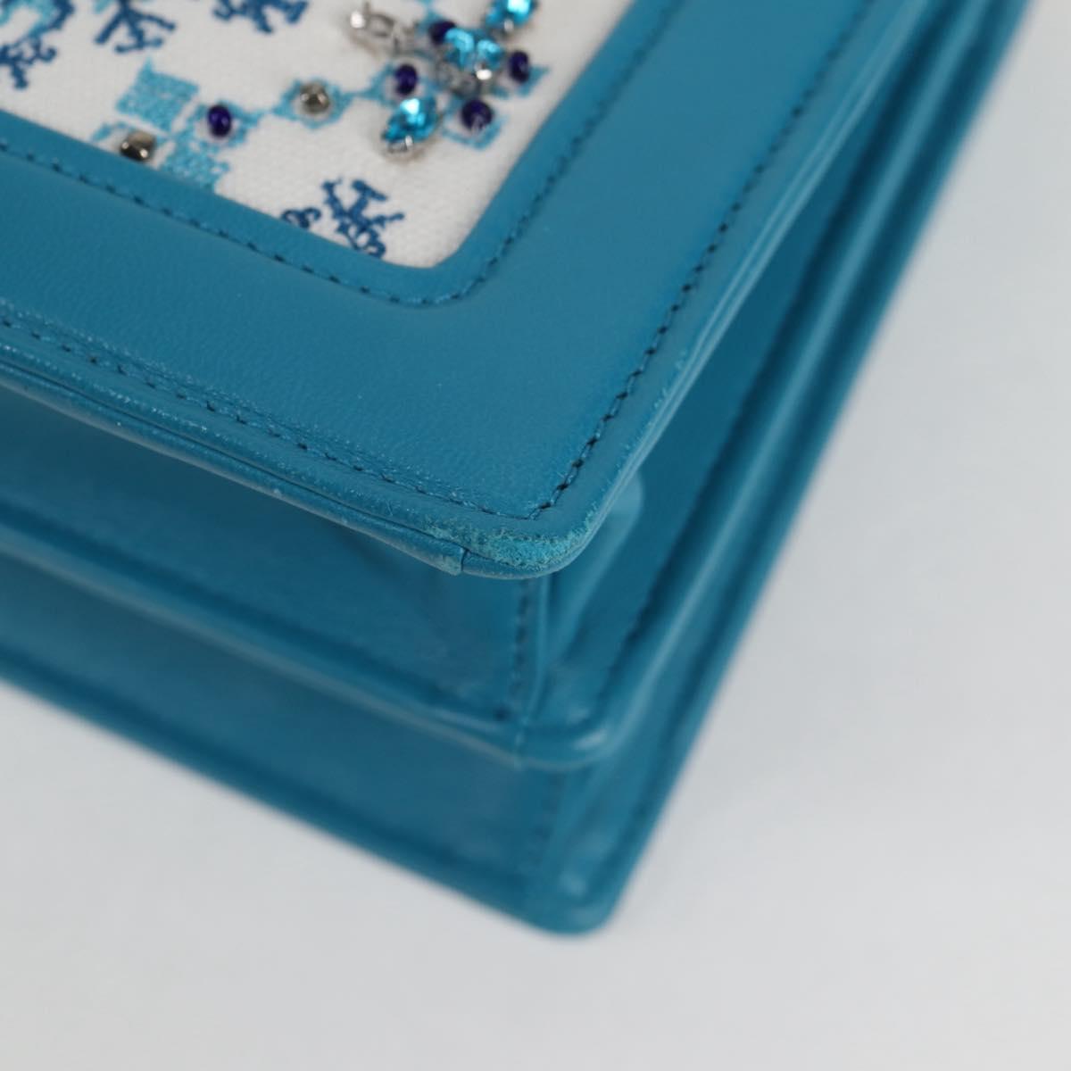 Miu Miu Blue Canvas Chain Shoulder Bag