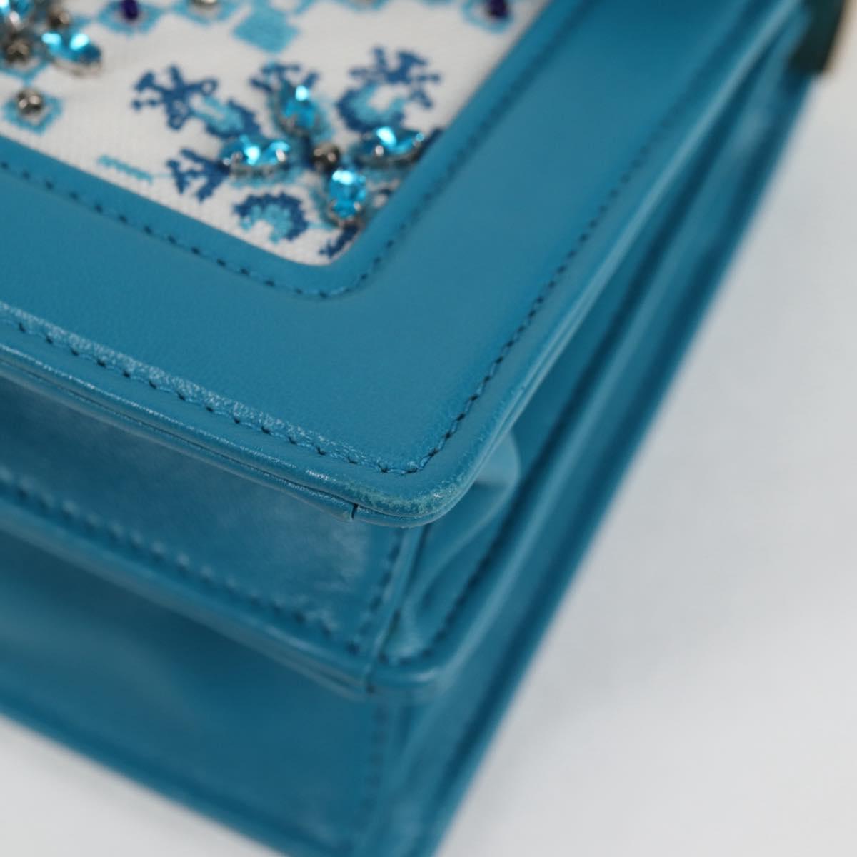 Miu Miu Blue Canvas Chain Shoulder Bag