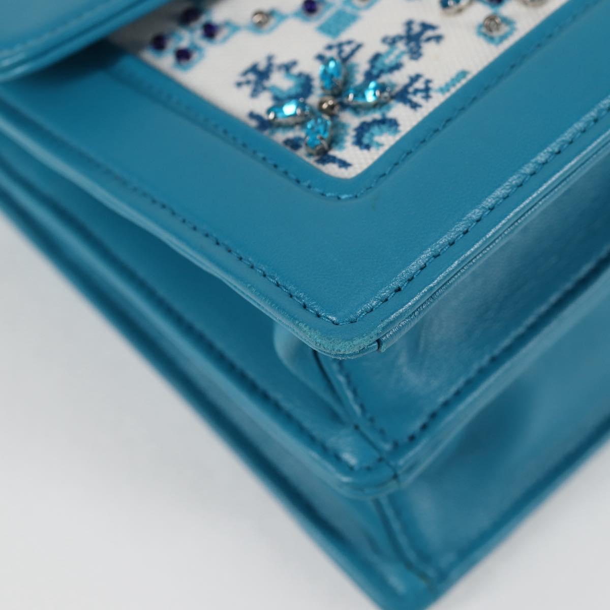 Miu Miu Blue Canvas Chain Shoulder Bag