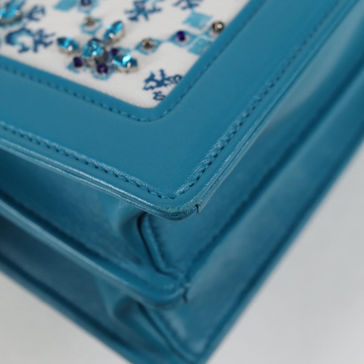 Miu Miu Blue Canvas Chain Shoulder Bag