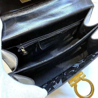 Salvatore Ferragamo Black Leather Gancini