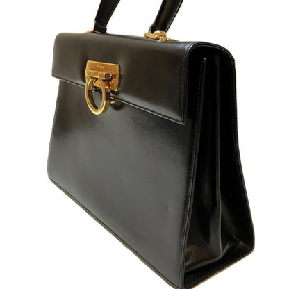 Salvatore Ferragamo Black Leather Gancini