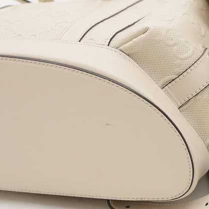 Gucci White Leather Gg Embossé