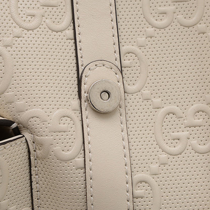 Gucci White Leather Gg Embossé