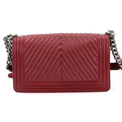 Chanel Red Leather Boy