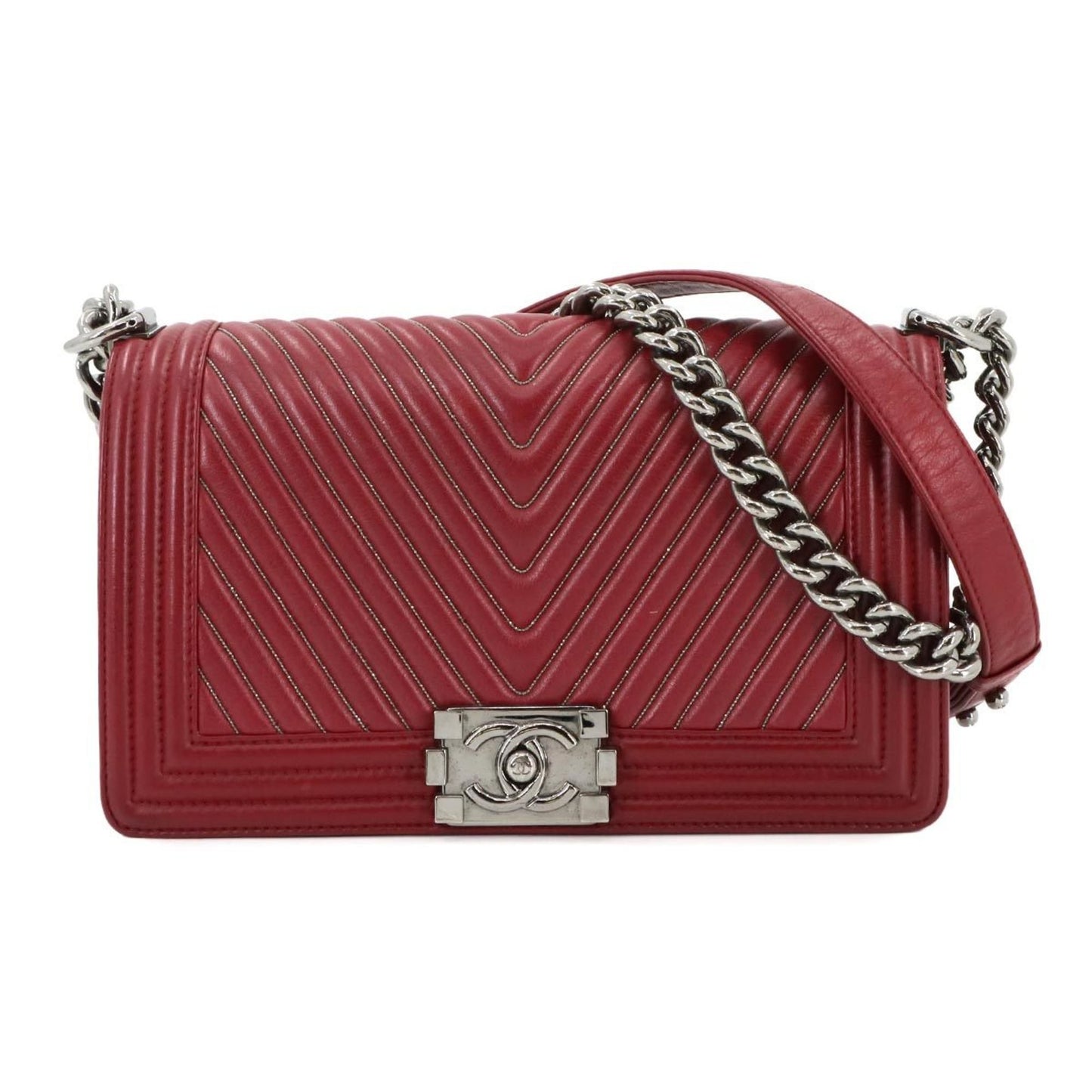 Chanel Red Leather Boy