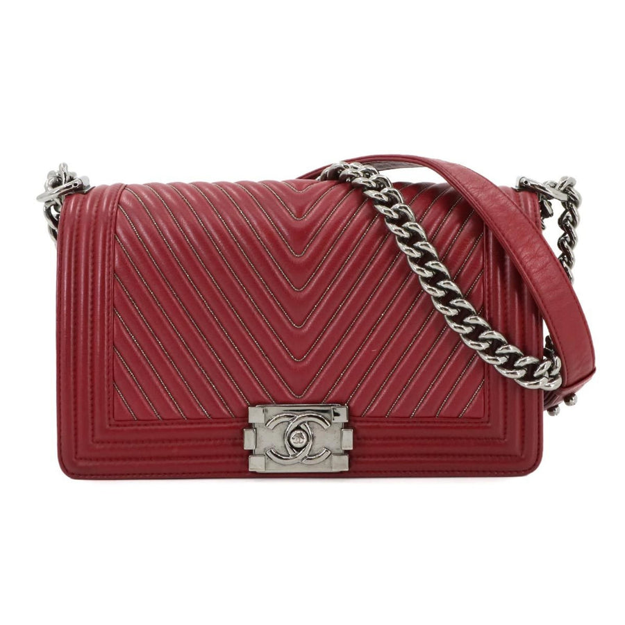 Chanel Red Leather Boy