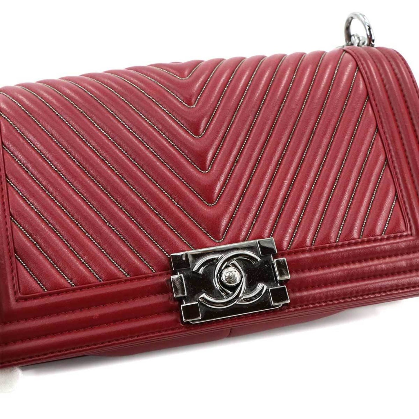 Chanel Red Leather Boy