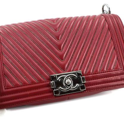 Chanel Red Leather Boy
