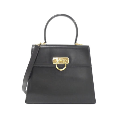 Salvatore Ferragamo Black Leather Gancini