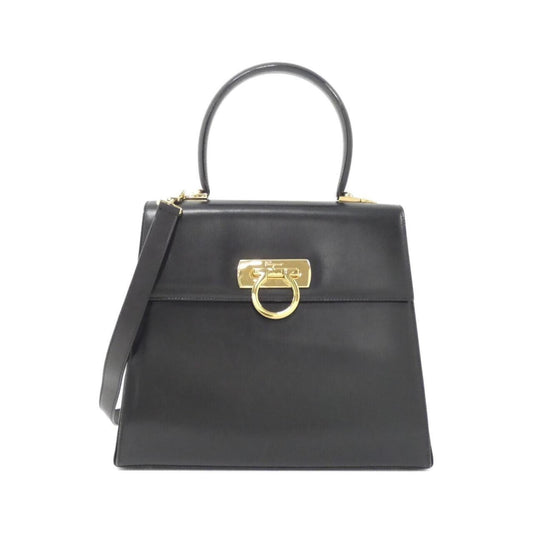Salvatore Ferragamo Black Leather Gancini