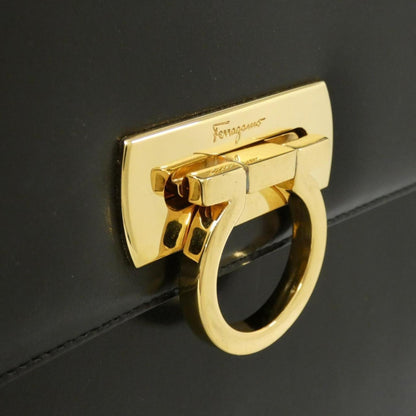 Salvatore Ferragamo Black Leather Gancini