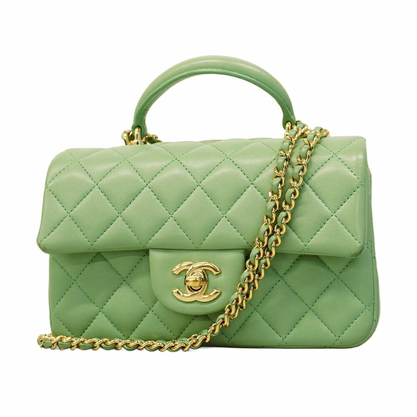Chanel Green Leather Coco Handle