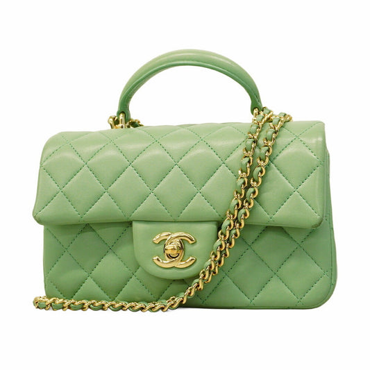 Chanel Green Leather Coco Handle