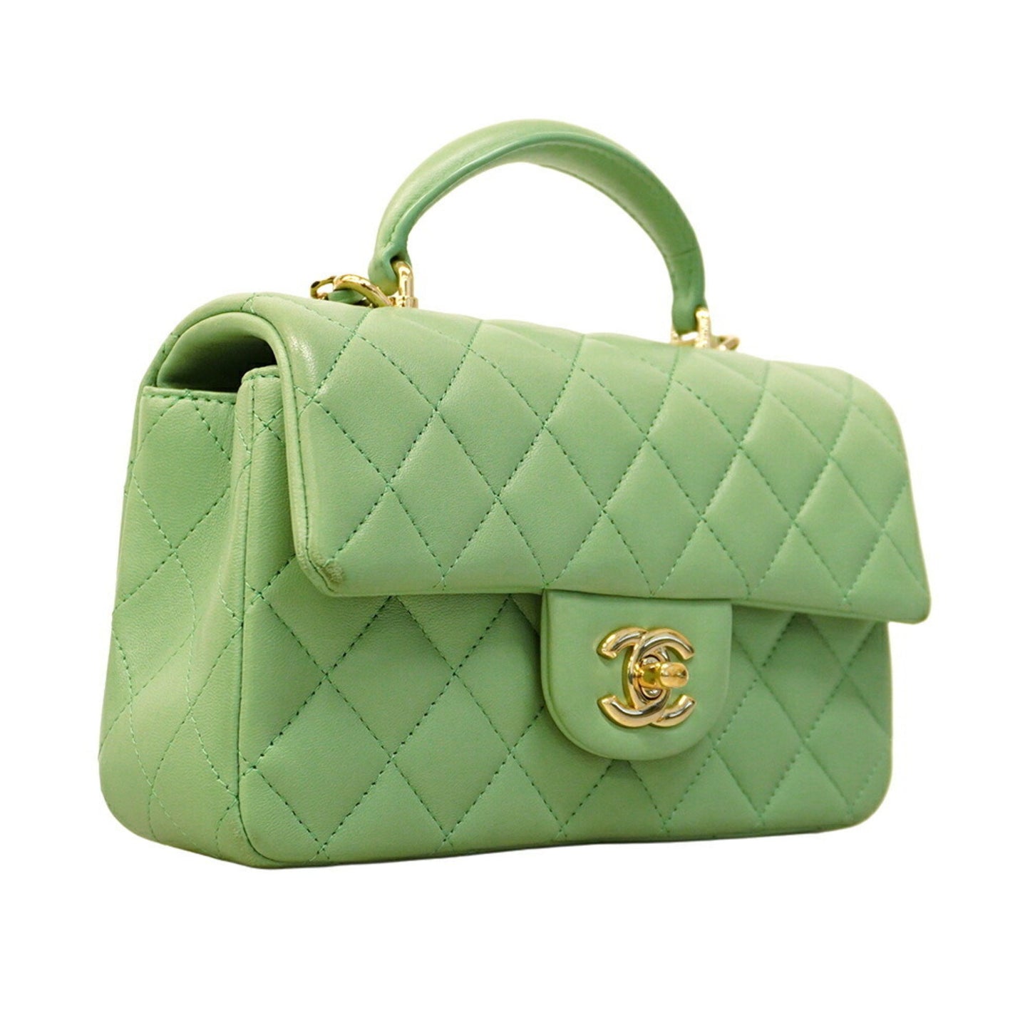Chanel Green Leather Coco Handle