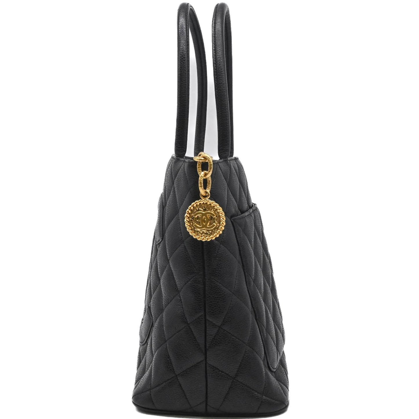 Chanel Black Leather Medaillon