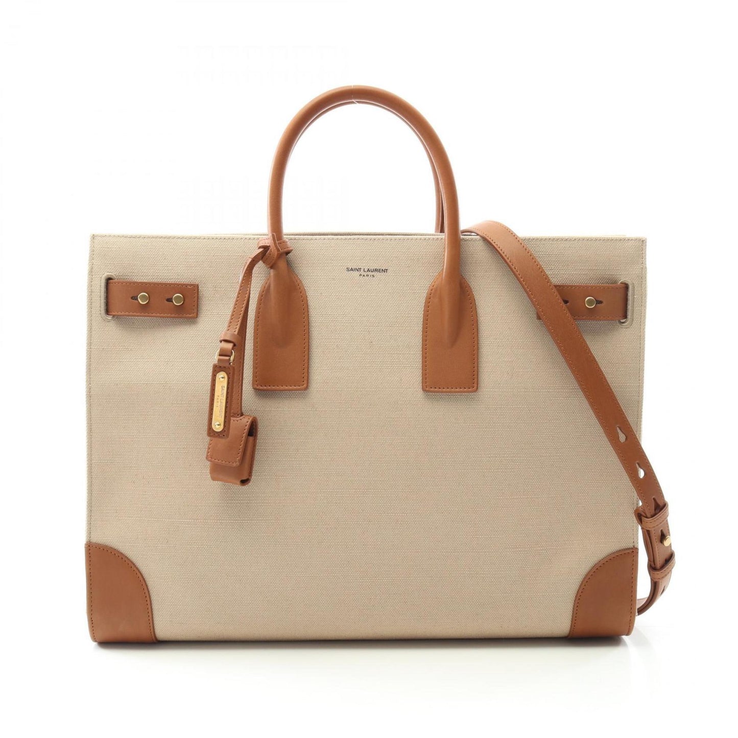 Saint Laurent Brown Canvas Sac De Jour Large