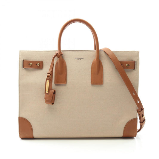 Saint Laurent Brown Canvas Sac De Jour Large