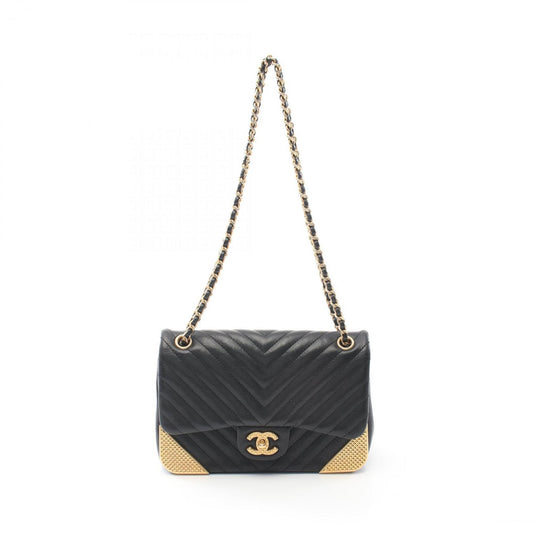 Chanel Black Leather V-stich