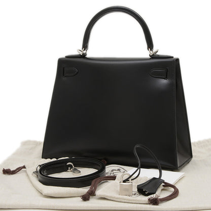 Hermès Black Leather Kelly 28