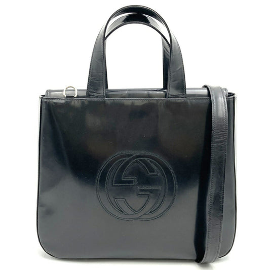 Gucci Black Patent Leather Interlocking G