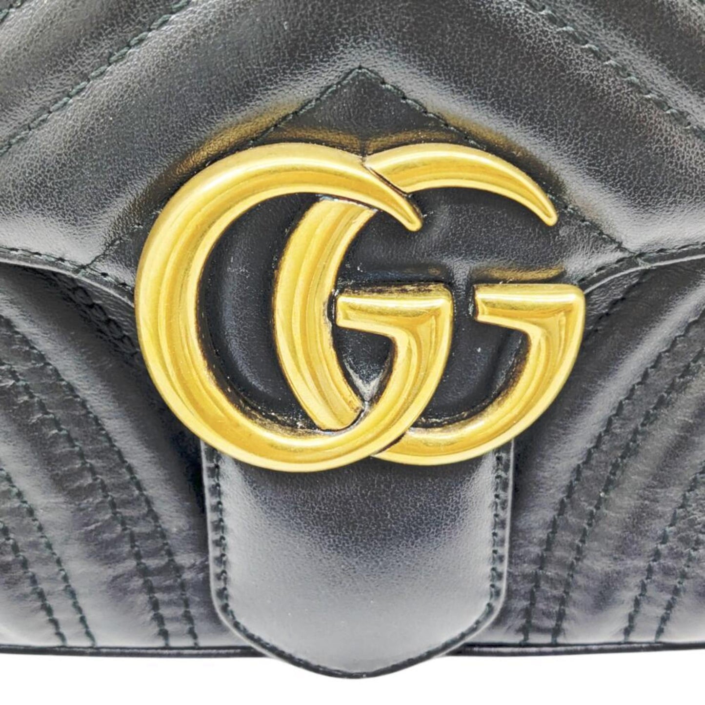 Gucci Black Leather Gg Marmont