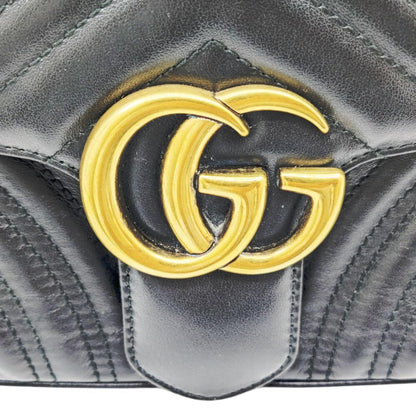 Gucci Black Leather Gg Marmont