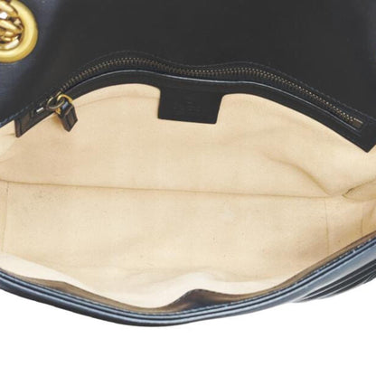 Gucci Black Leather Gg Marmont