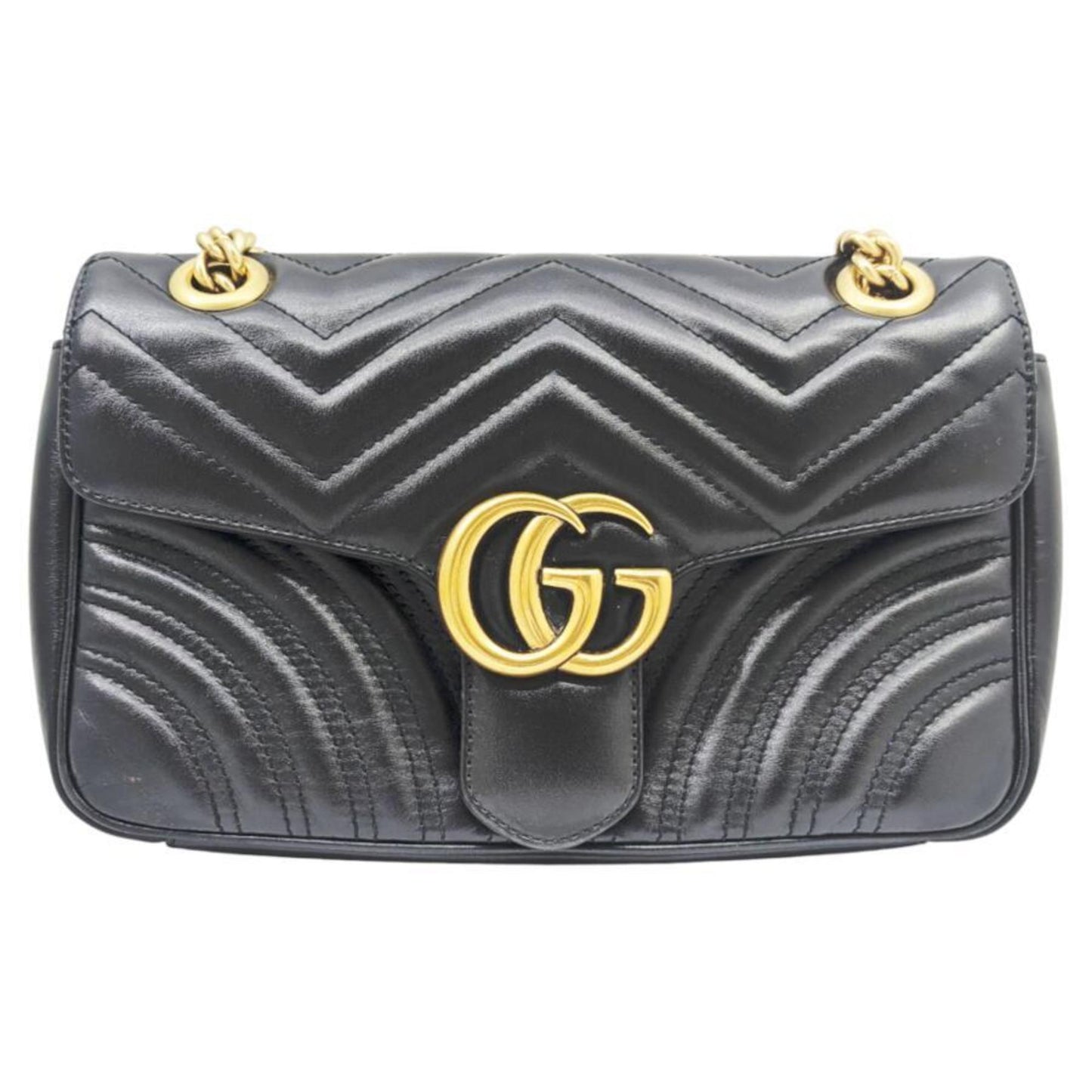 Gucci Black Leather Gg Marmont
