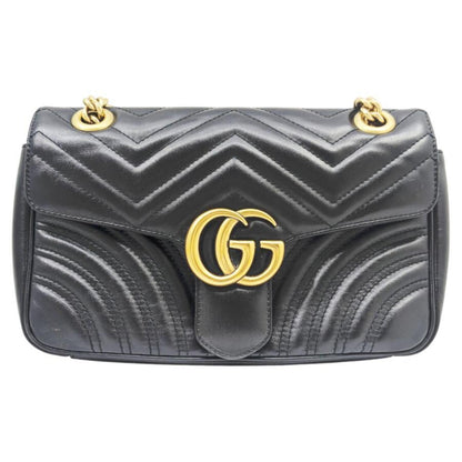 Gucci Black Leather Gg Marmont