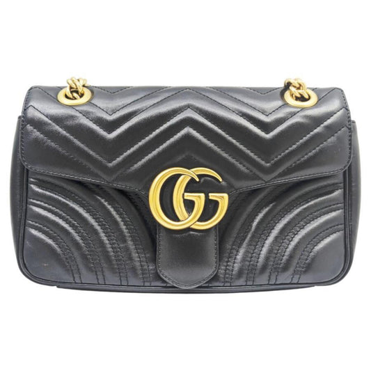 Gucci Black Leather Gg Marmont