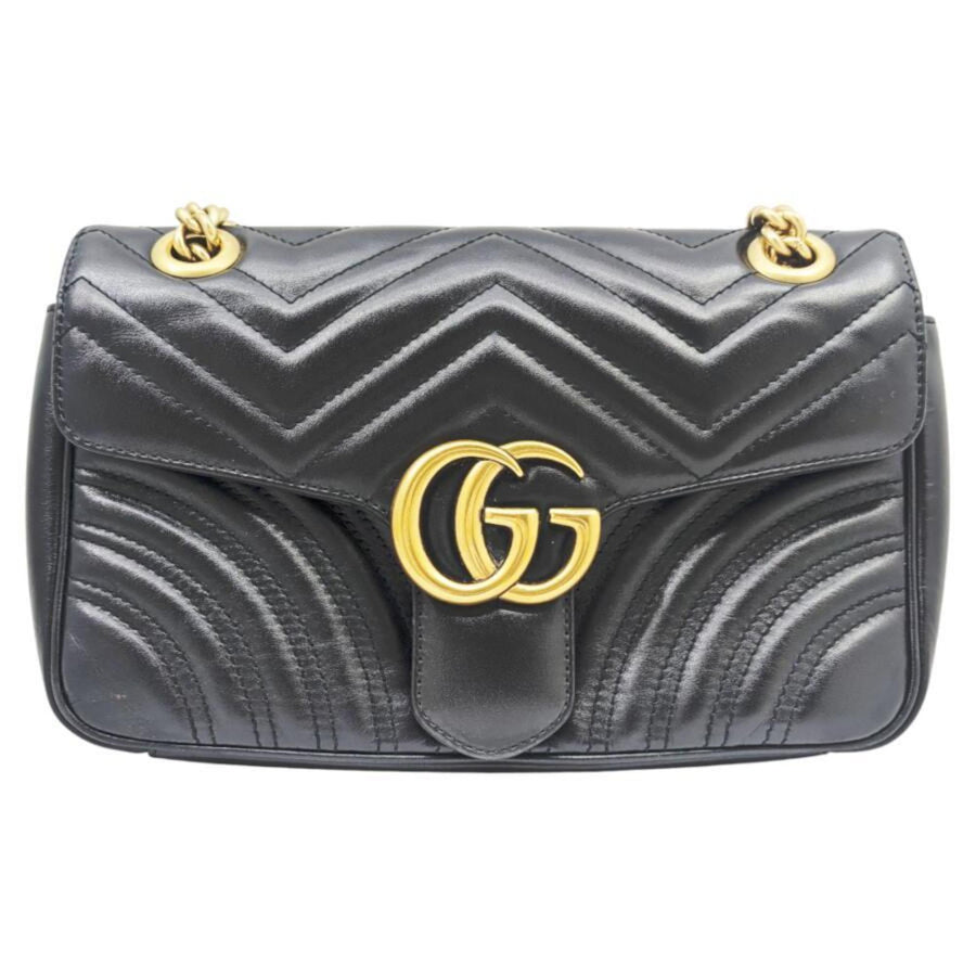 Gucci Black Leather Gg Marmont