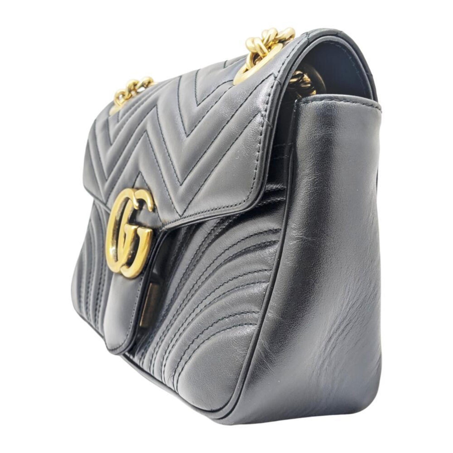 Gucci Black Leather Gg Marmont