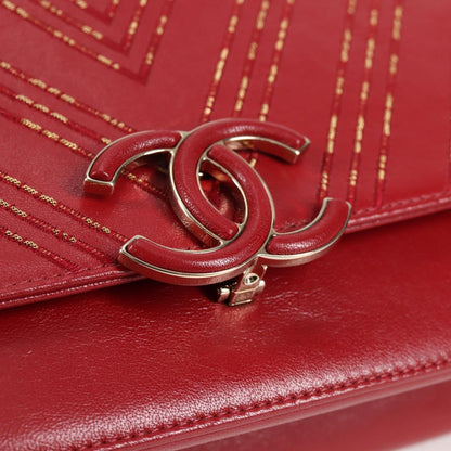 Chanel Red Leather V-stich