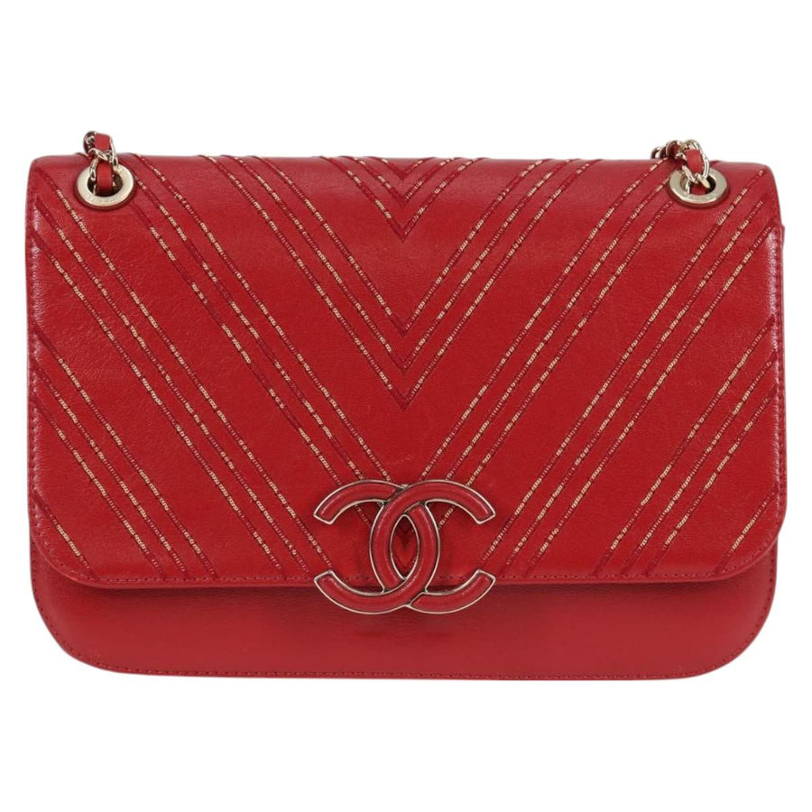 Chanel Red Leather V-stich