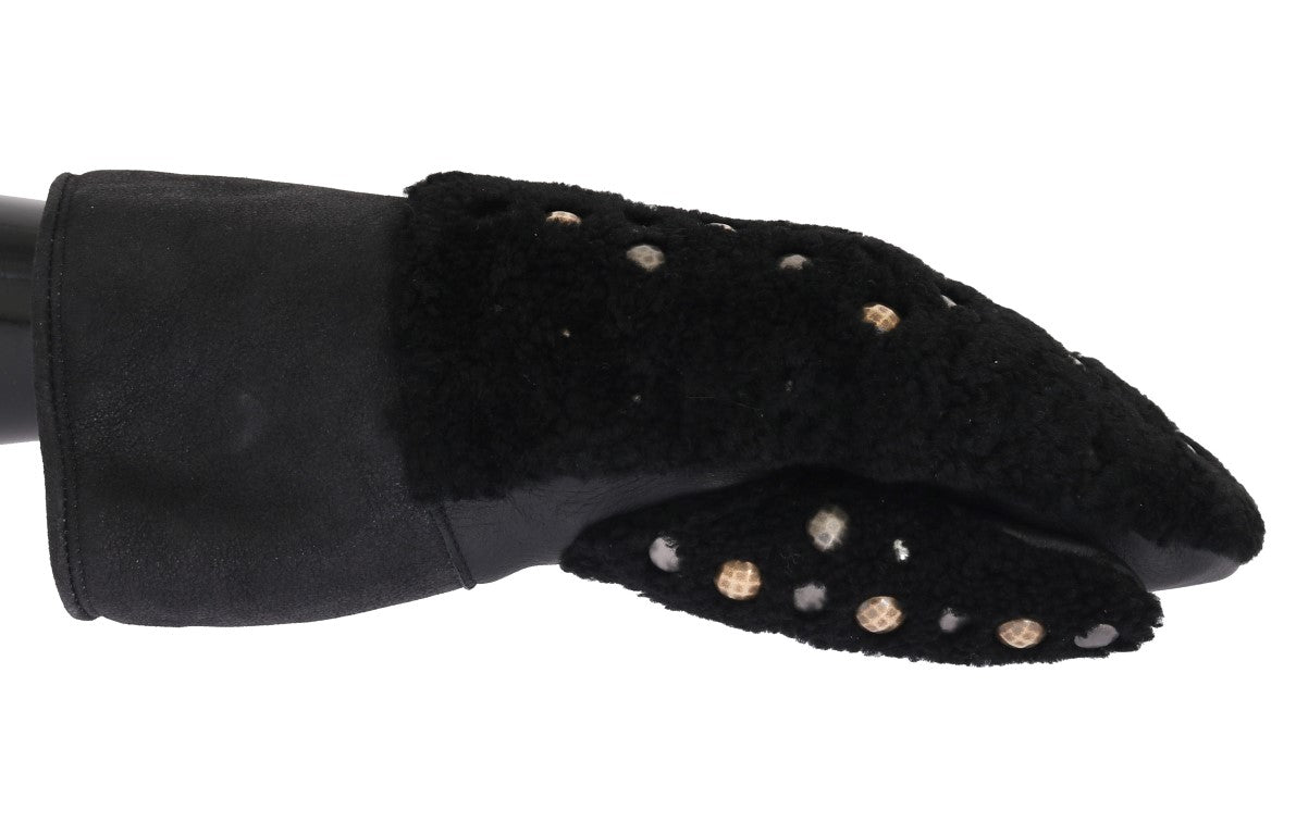 Dolce & Gabbana Studded Black Leather Gentleman'S Gloves