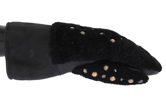 Dolce & Gabbana Studded Black Leather Gentleman'S Gloves
