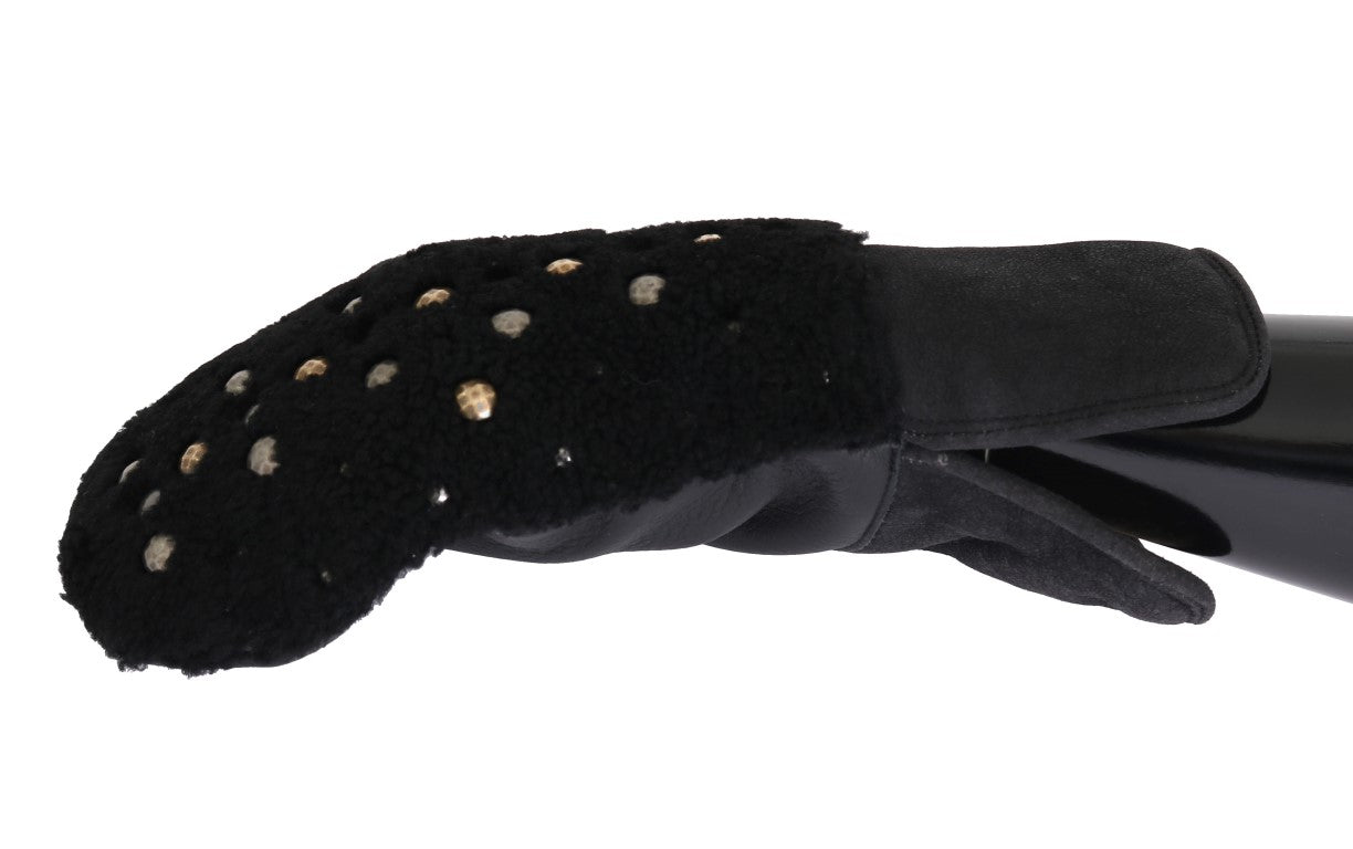 Dolce & Gabbana Studded Black Leather Gentleman'S Gloves