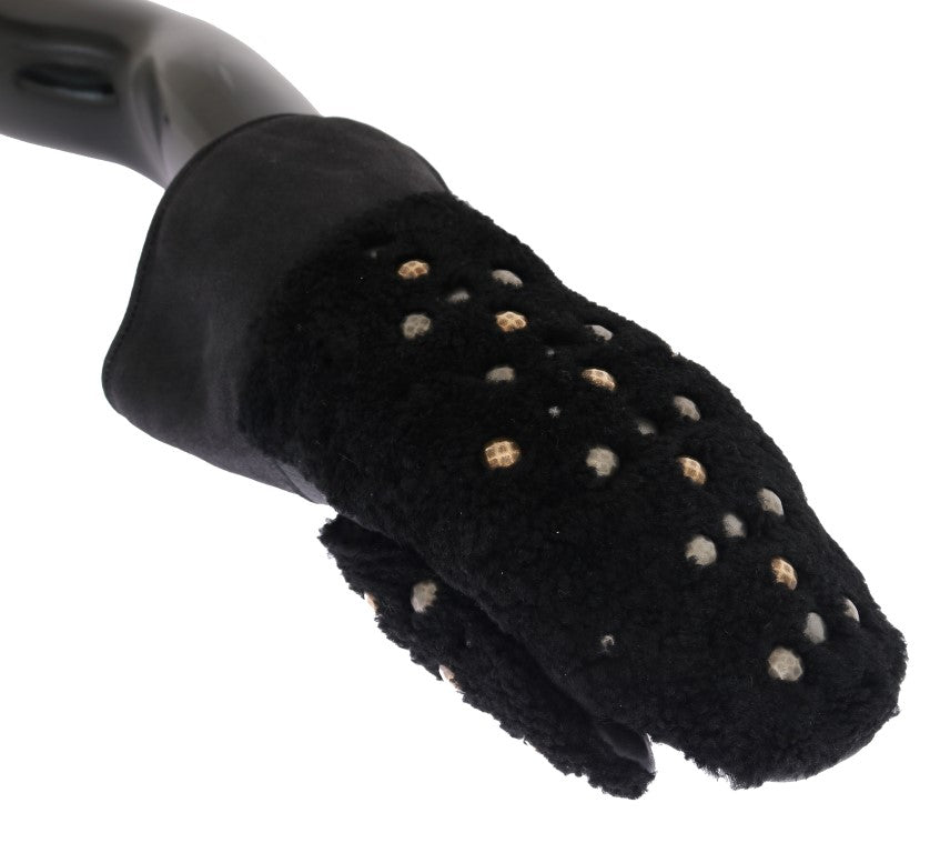 Dolce & Gabbana Studded Black Leather Gentleman'S Gloves