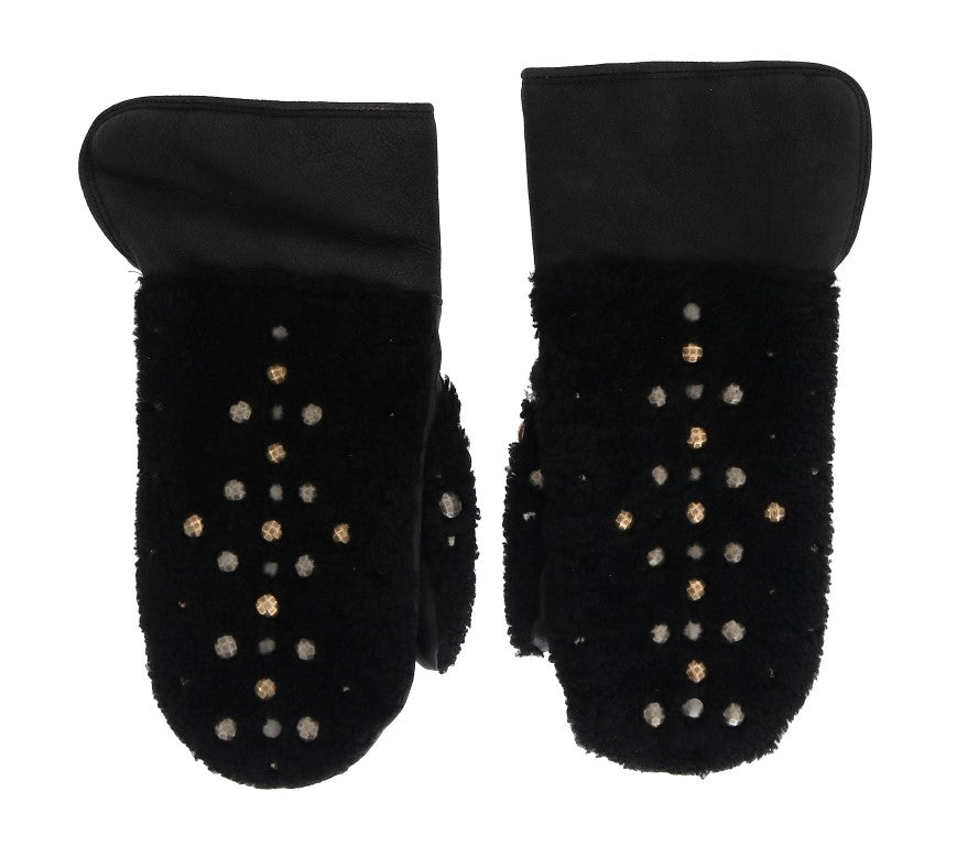 Dolce & Gabbana Studded Black Leather Gentleman'S Gloves