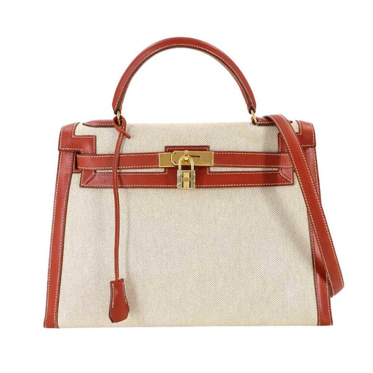 Hermès Brown Canvas Kelly 32