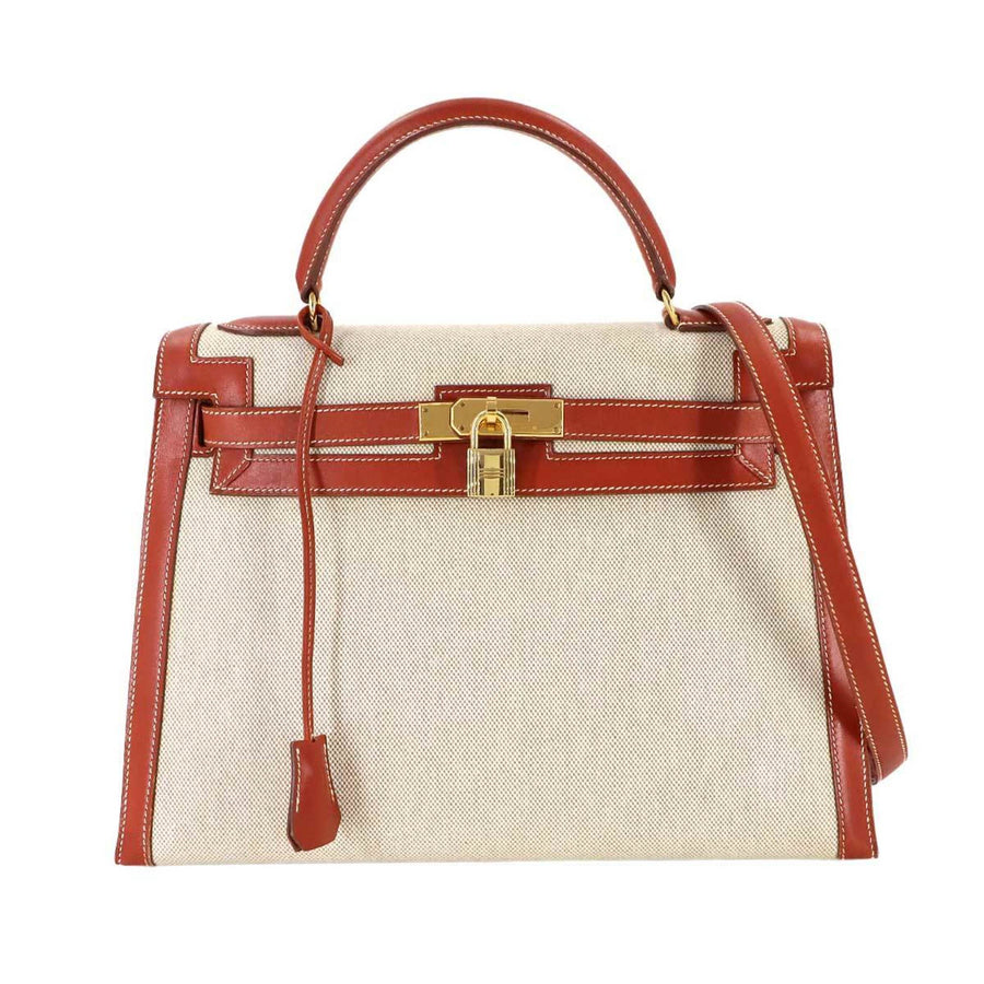Hermès Brown Canvas Kelly 32