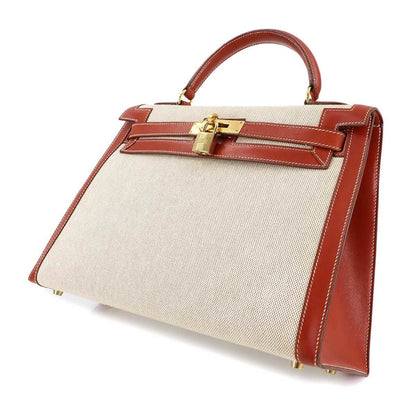 Hermès Brown Canvas Kelly 32