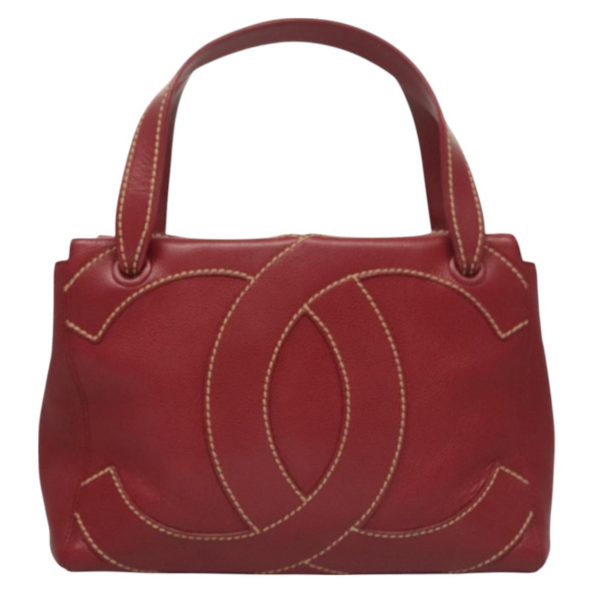Chanel Red Leather Logo Cc