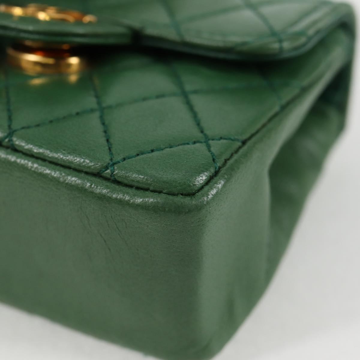 Chanel Green Leather Mini Pochette Classique