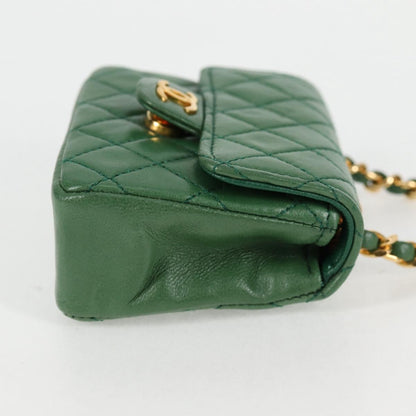 Chanel Green Leather Mini Pochette Classique