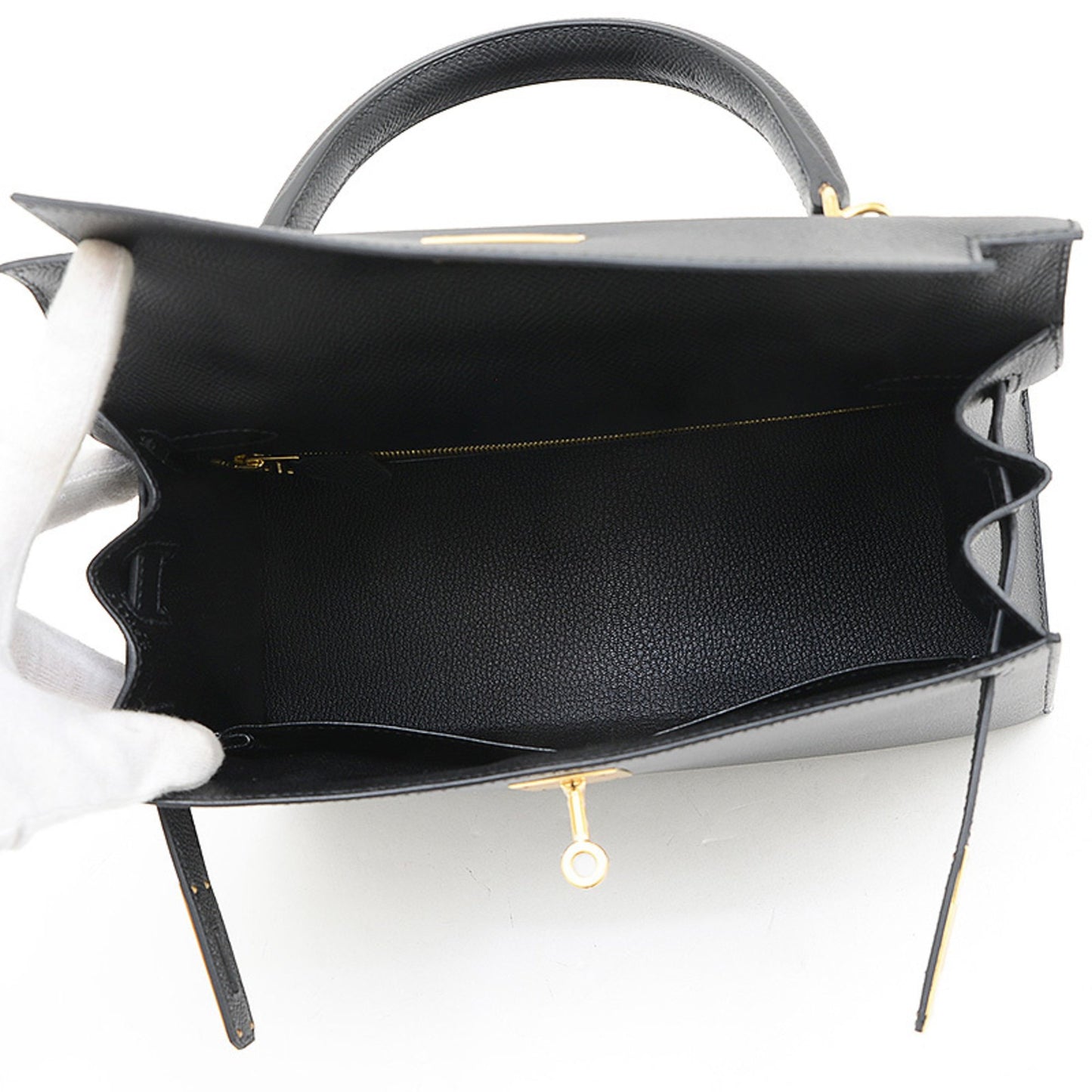 Hermès Black Leather Kelly 28