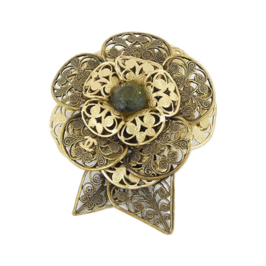 Chanel Green Gold Plated Brooch
