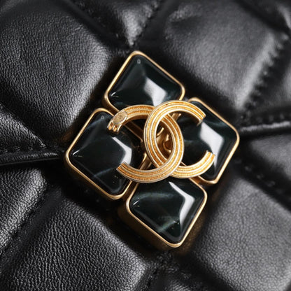 Chanel Black Leather Logo Cc